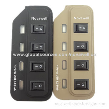 USB3.0 Hubs, 4 Ports, Comes with 4 LED Indicators for Each Port, On/Off Switch, OEM Orders Welcomed
